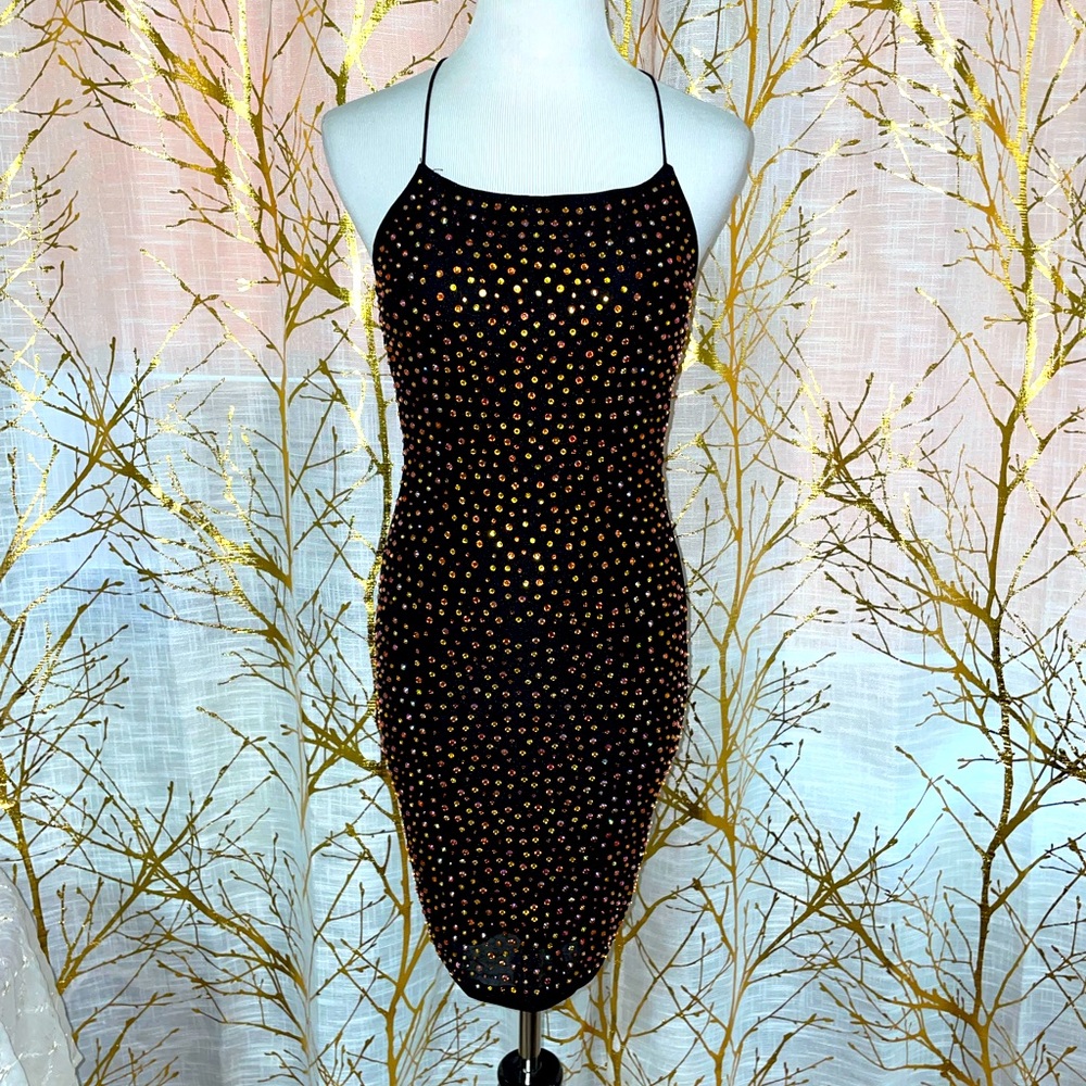 Mini black crystal dress